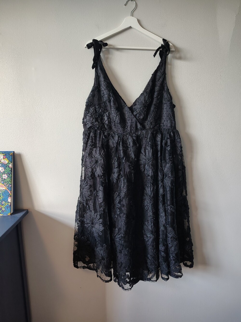 Double Crazy Alt Black Floral Polka Dot Fit and Flare Cocktail Dress - 2XL